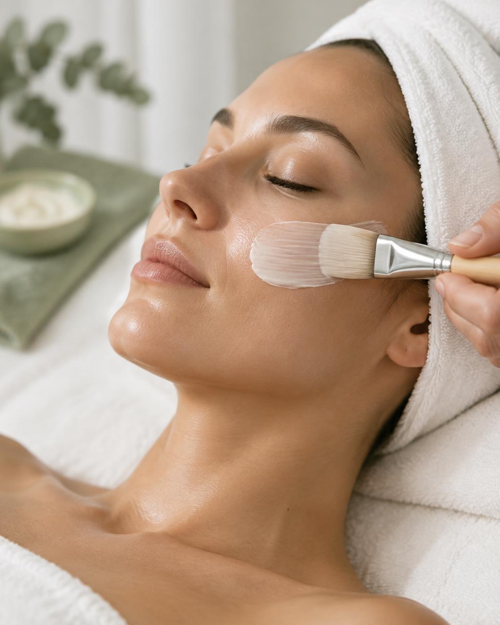 Luxury facial with a gentle skincare brush